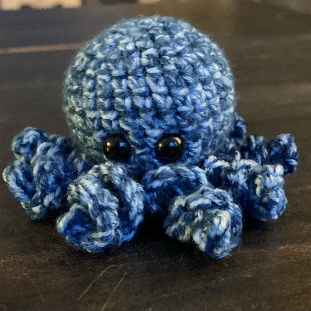 Handmade Mini Blue Crochet Octopus